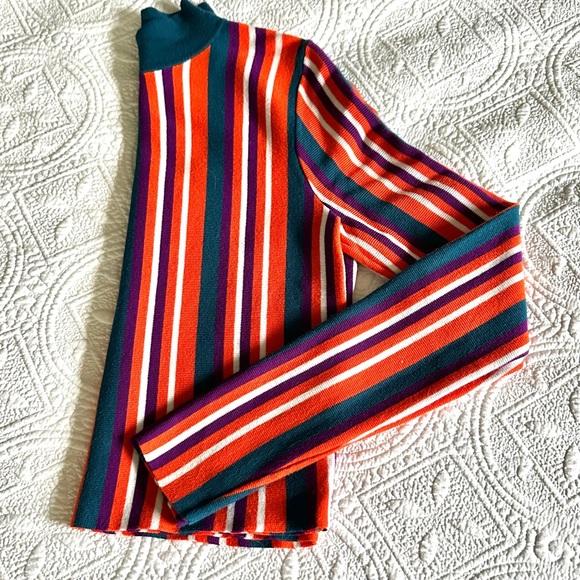 Victor Glemaud Cropped Long Sleeve Strip Sweater Sz XS - Picture 3 of 16